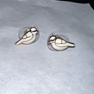 Cream colored bird earrings